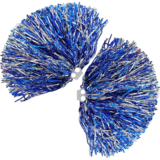 Помпони матові для танців із захватами-кільцями SP-SPORT Pom-Poms C-0838 2шт (Срібний-синій)
