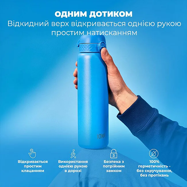 Бутылка для воды металлическая вакуумная ION8 920 мл. Vacuum Insulated, Blue
