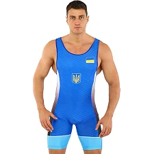 Трико для боротьби чоловіче UKRAINE SP-SPORT JY-0724 зріст 160-200 см (Синій-блакитний)