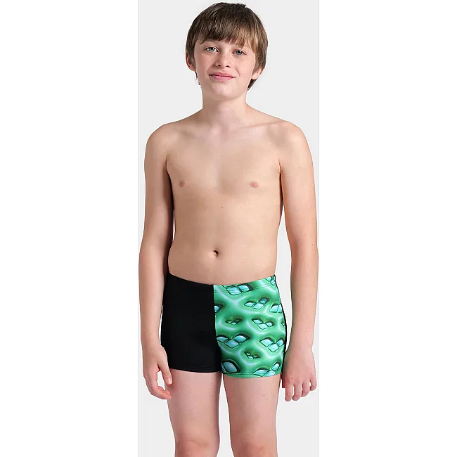 Плавки-боксеры для мальчиков Arena FOAM SWIM SHORT черный, зеленый, бирюзовый