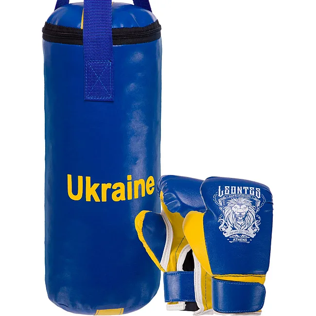 Набор боксерский детский груша и перчатки LEV UKRAINE LV-9940 (Синий-желтый)