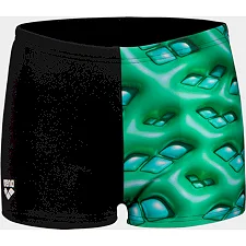 Плавки-боксеры для мальчиков Arena FOAM SWIM SHORT черный, зеленый, бирюзовый