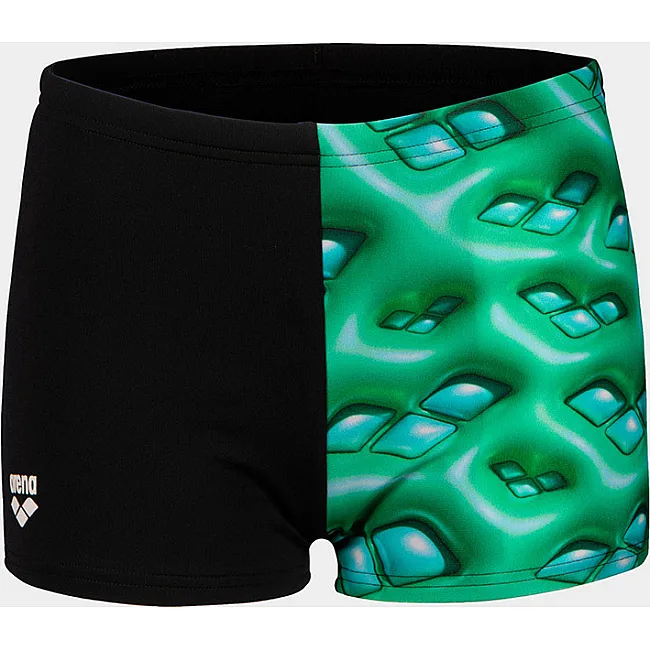 Плавки-боксеры для мальчиков Arena FOAM SWIM SHORT черный, зеленый, бирюзовый