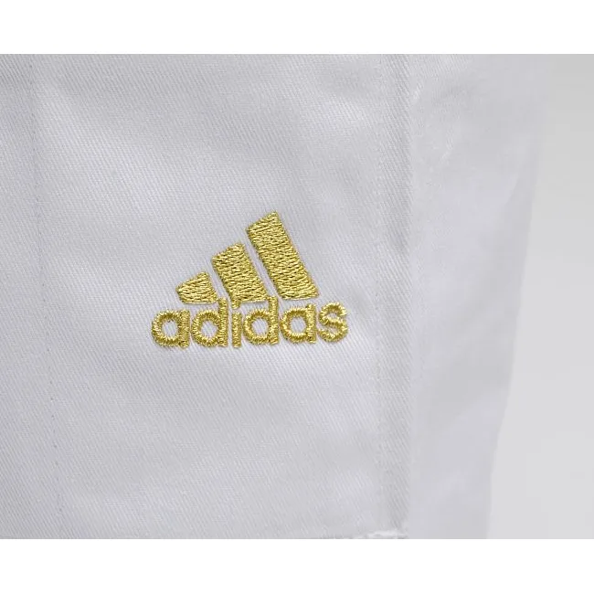 Кимоно для дзюдо Adidas Champion 2 с лицензией IJF (белый/золотые полосы, J-IJF-SMU)