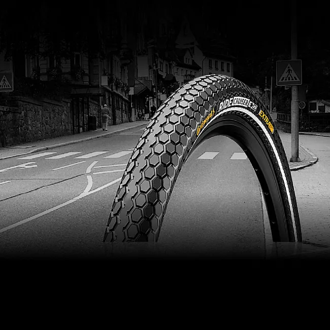 Велопокрышка CONTINENTAL RIDE Cruiser Reflex, 28"x2.00, 50-622, Wire, ExtraPuncture Belt, 1130гр.