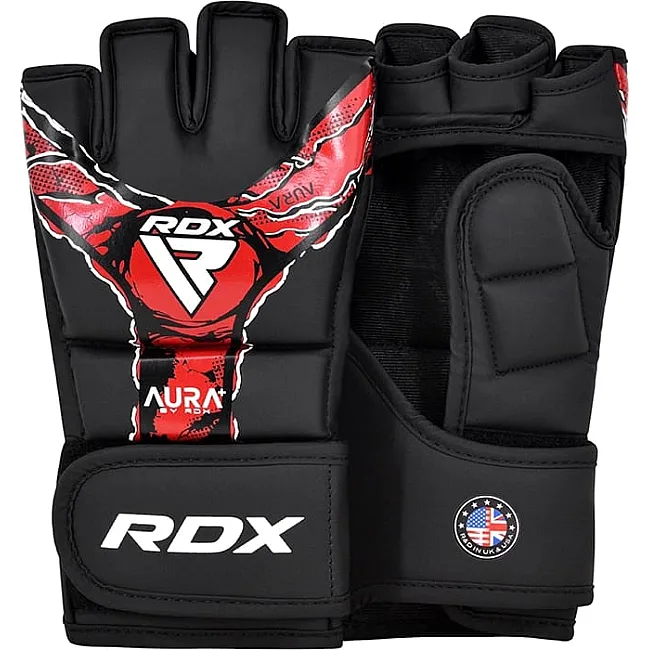 Тренувальні рукавиці RDX GRAPPLING GLOVES NEW AURA F17 чорний, червоний