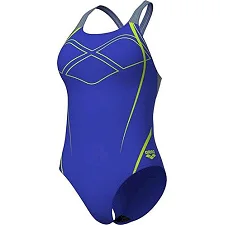 Купальник закрытый для женщин Arena GRAPHIC SWIMSUIT SWIM PRO BACK синий, желтый