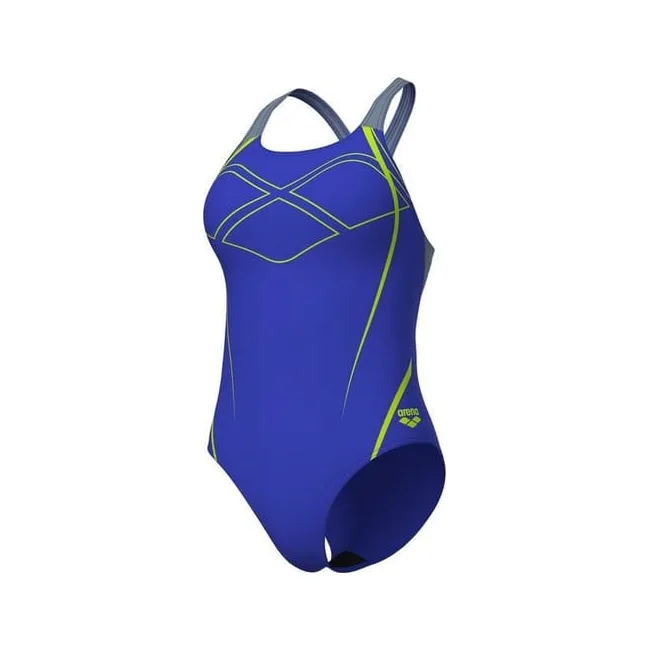 Купальник закрытый для женщин Arena GRAPHIC SWIMSUIT SWIM PRO BACK синий, желтый