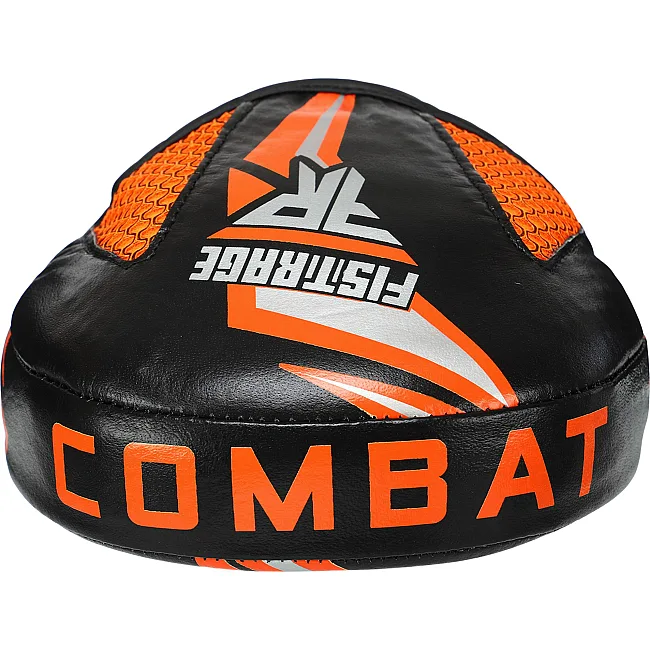 Лапа боксерская изогнутая тренировочная кожа FISTRAGE COMBAT VL-6387 19х7х24см 2штуки (Черный-оранжевый)