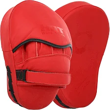 Лапа боксерская изогнутая тренировочная кожа HARD TOUCH BO-4231 19x5x25см 2штуки (Красный)