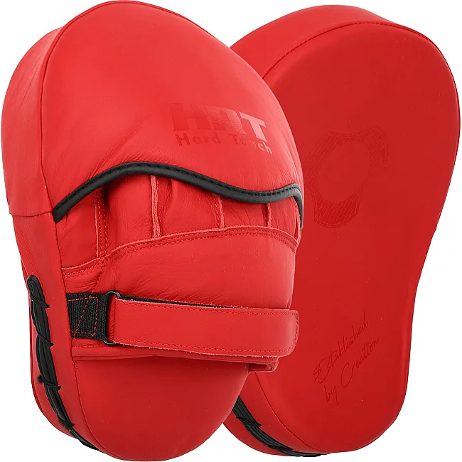 Лапа боксерская изогнутая тренировочная кожа HARD TOUCH BO-4231 19x5x25см 2штуки (Красный)