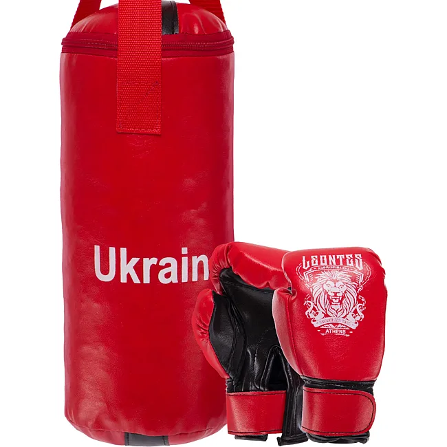 Набор боксерский детский груша и перчатки LEV UKRAINE LV-9940 (Красный-черный)