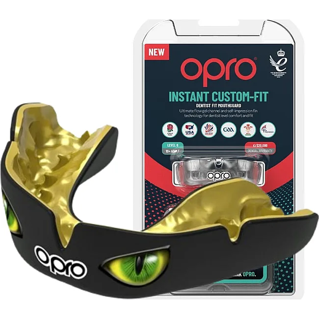 Капа для бокса OPRO Instant Eyes взрослая (возраст 11+) Black/Green (art.102524001)