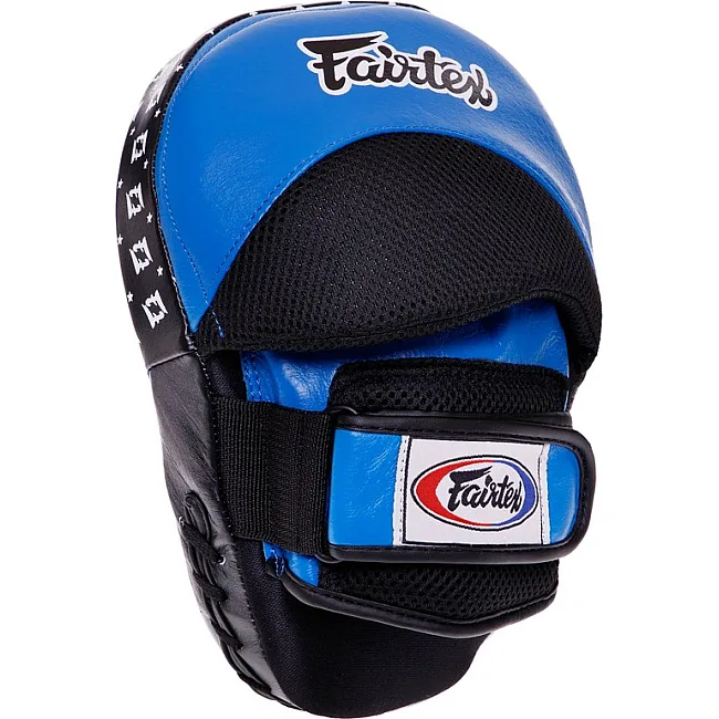 Лапа боксерская изогнутая тренировочная кожа FAIRTEX
 BO-3362 25x19x9см 2штуки (Синий)