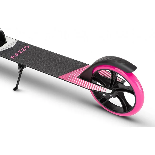 Самокат с ручным тормозом Razzo CITY 200 мм. алюминиевый HUL1-200 Black/Pink