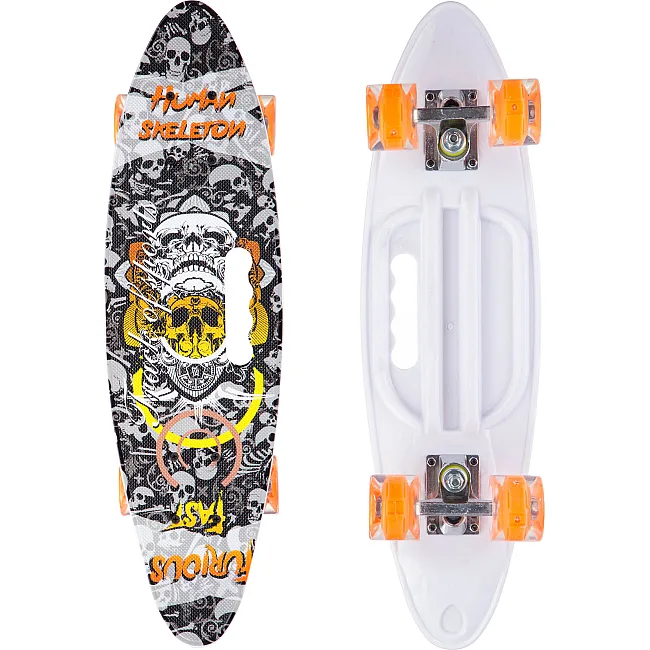 Пенни борд Penny Board круизер пластиковый со светящимися колесами и ручкой для переноски 24