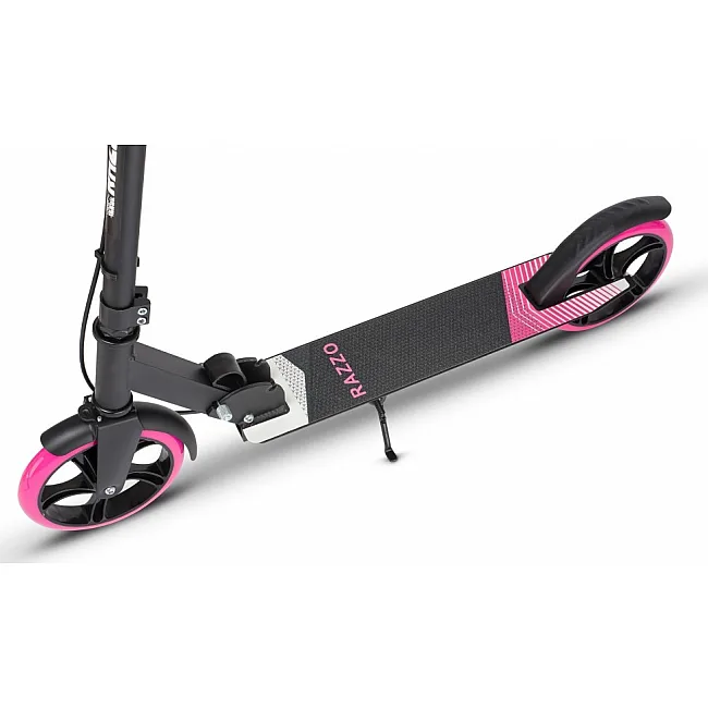 Самокат с ручным тормозом Razzo CITY 200 мм. алюминиевый HUL1-200 Black/Pink