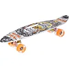 Пенни борд Penny Board круизер пластиковый со светящимися колесами и ручкой для переноски 24