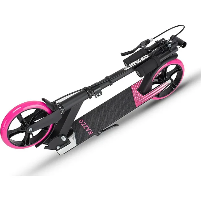 Самокат с ручным тормозом Razzo CITY 200 мм. алюминиевый HUL1-200 Black/Pink