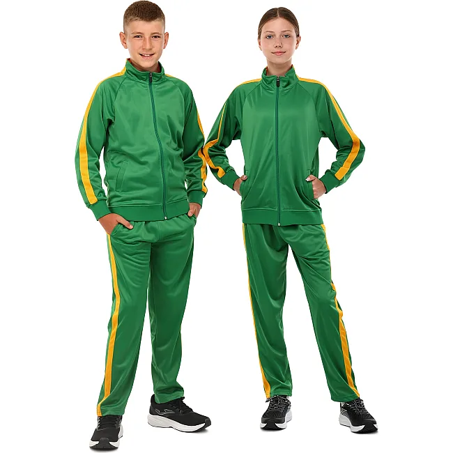 Спортивный костюм детский кофта на молнии и брюки LIDONG LD-581 26-32 (Зеленый-желтый)