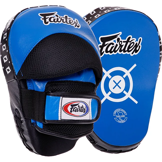 Лапа боксерская изогнутая тренировочная кожа FAIRTEX
 BO-3362 25x19x9см 2штуки (Синий)