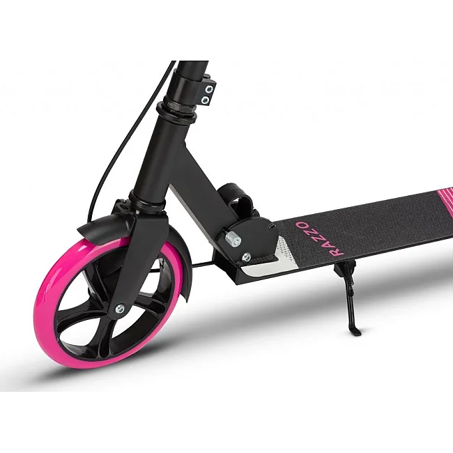 Самокат с ручным тормозом Razzo CITY 200 мм. алюминиевый HUL1-200 Black/Pink