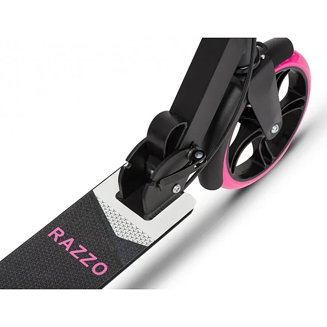 Самокат с ручным тормозом Razzo CITY 200 мм. алюминиевый HUL1-200 Black/Pink