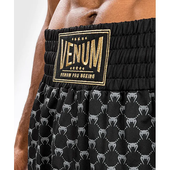 Боксерские шорты VENUM Monogram Boxing Short - Black