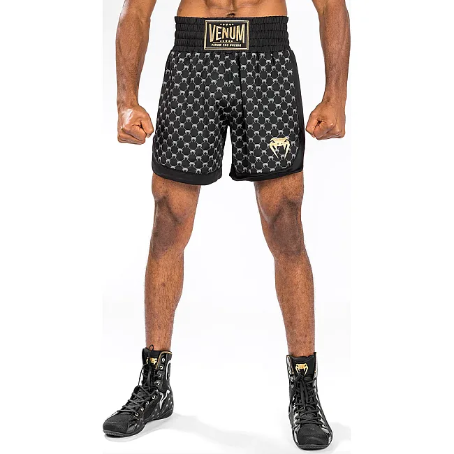 Боксерские шорты VENUM Monogram Boxing Short - Black