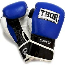Перчатки для бокса THOR ULTIMATE PU /сине-черно-белые