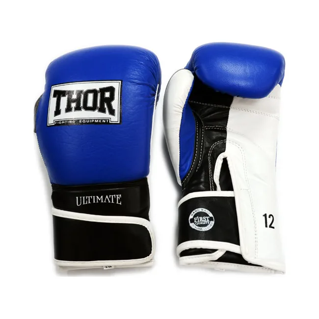 Перчатки для бокса THOR ULTIMATE PU /сине-черно-белые