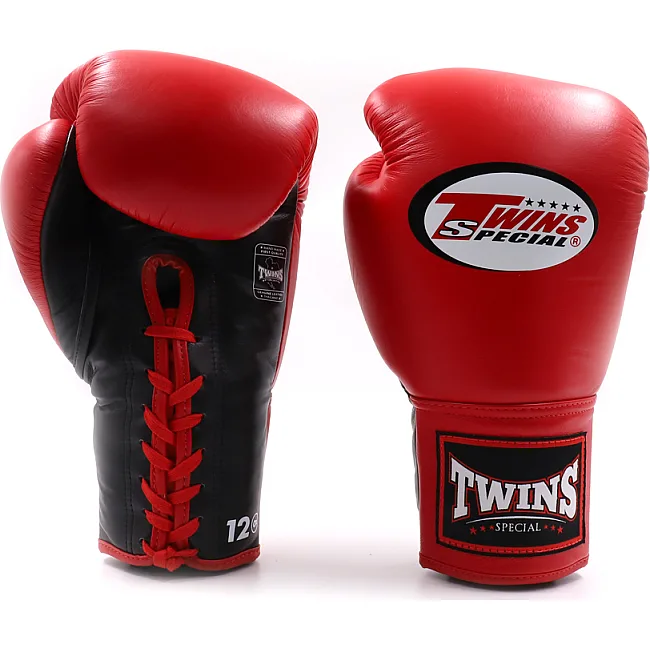 Перчатки для бокса TWINS Lace Up BGLL1 Red Black