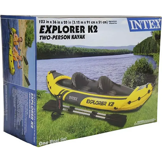 Каяк надувний Intex EXPLORER K2 312 x 91 x 51 см, жовто-сірий