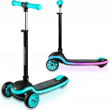 Детский самокат трехколесный Ricokids Leddi черно-бирюзовый
