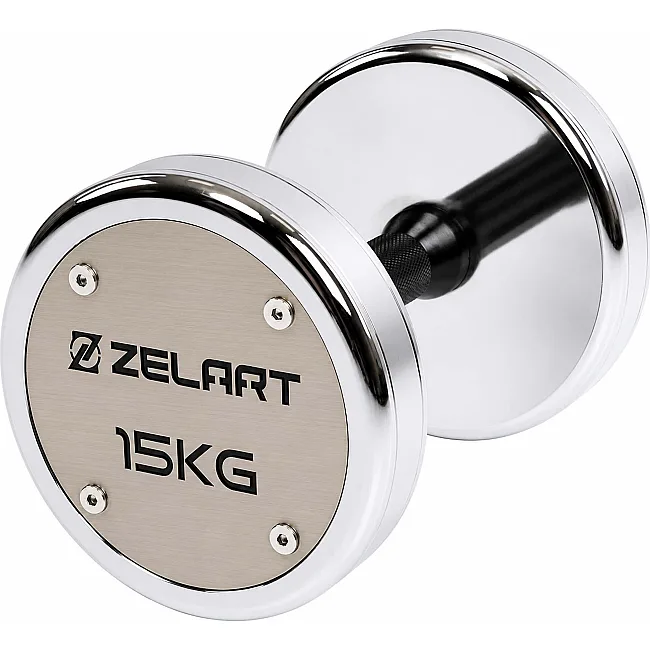 Гантель професійна сталева хромована ZELART TA-7048-15 (Хром)