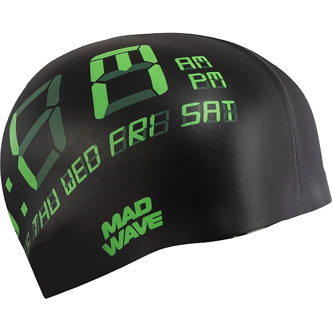 Шапочка для бассейна силиконовая для взрослых MADWAVE Time M055451 (Черный)
