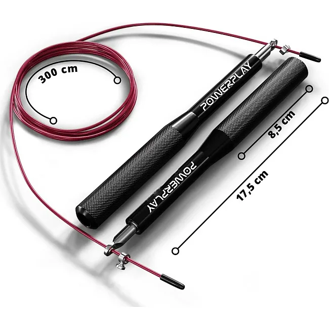 Скакалка скоростная на подшипниках алюминиевая PowerPlay 4207 Elite Jump Rope Черная (3m.)