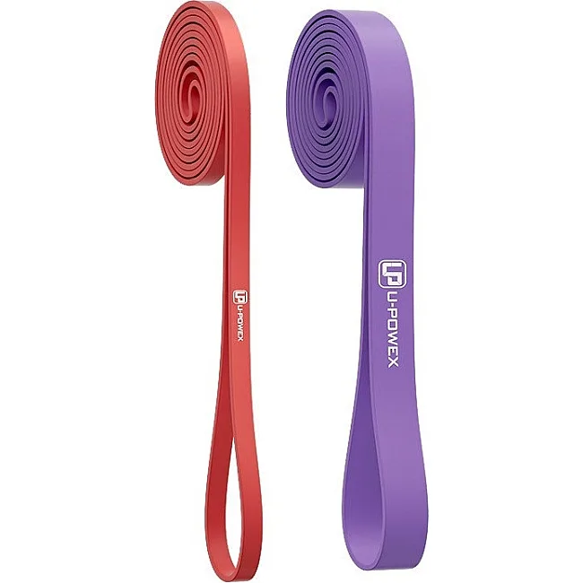 Резиновые петли для тренировок U-POWEX UP_1072 набор 2шт. Red/Purple (4,5-39kg)
