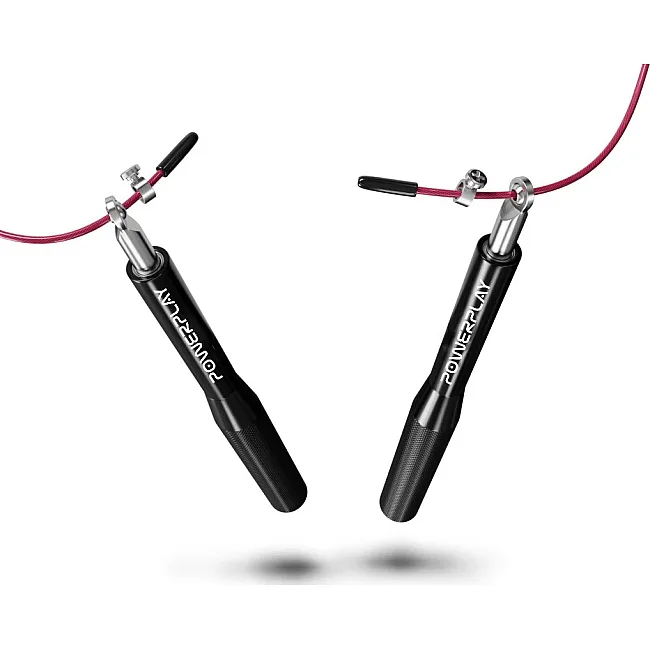 Скакалка скоростная на подшипниках алюминиевая PowerPlay 4207 Elite Jump Rope Черная (3m.)