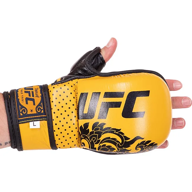 Перчатки Крабы спаринговые для MMA TRUE THAI UFC BO-0487 (Желтый)