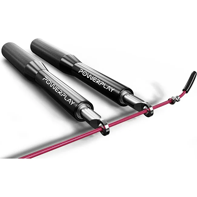 Скакалка скоростная на подшипниках алюминиевая PowerPlay 4207 Elite Jump Rope Черная (3m.)