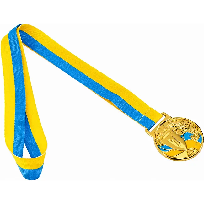Медаль спортивна зі стрічкою SP-SPORT UKRAINE з українською символікою C-6834 (Срібний)