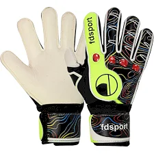 Детские вратарские перчатки с защитой пальцев FDSPORT FB-930 (Салатовый-черный)