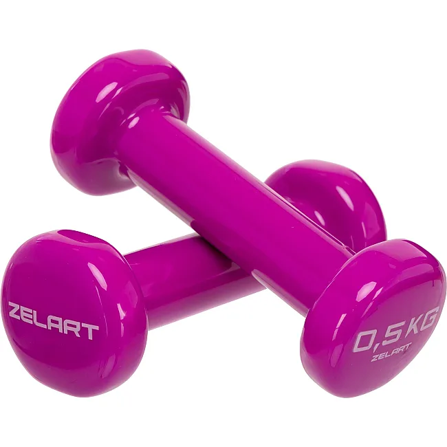Гантели для фитнеса виниловые ZELART Beauty TA-5225-0_5 2шт 0,5кг (Фиолетовый)