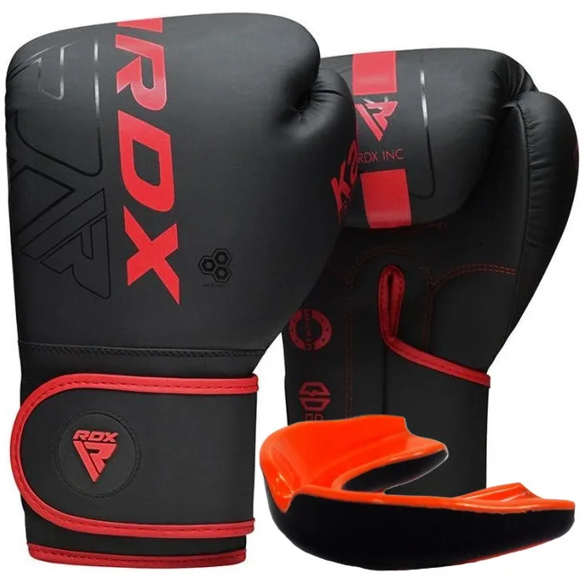 Боксерские перчатки RDX F6 Kara Matte Red (капа в комплекте)