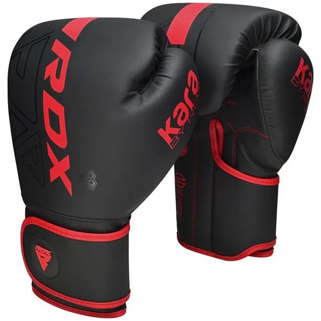 Боксерские перчатки RDX F6 Kara Matte Red (капа в комплекте)