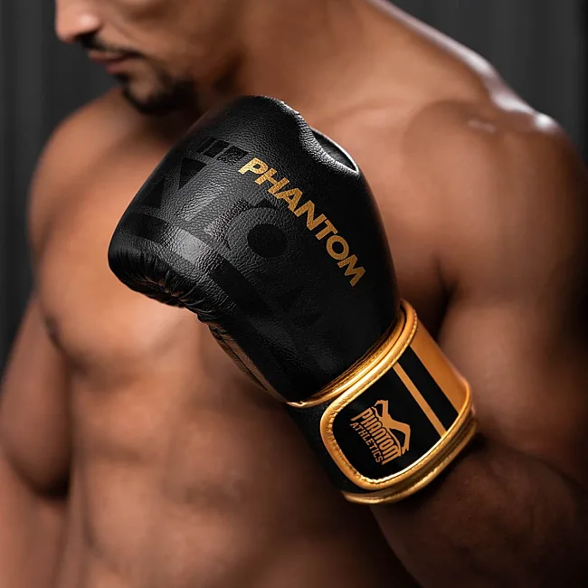 Перчатки для бокса PHANTOM APEX Black/Gold (капа в подарок)