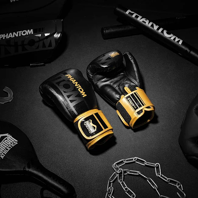 Перчатки для бокса PHANTOM APEX Black/Gold (капа в подарок)