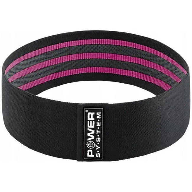 Резинка для фитнеса тканевая POWER SYSTEM PS-4091 Booty Band LVL 1 Black/Pink (d_64 см. 18-23кг.)