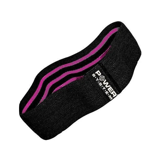 Резинка для фитнеса тканевая POWER SYSTEM PS-4091 Booty Band LVL 1 Black/Pink (d_64 см. 18-23кг.)